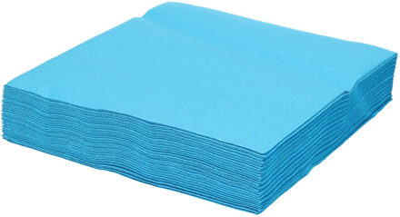 Santex Feest servetten - 50x stuks - aqua blauw - 40 x 40 cm - papier