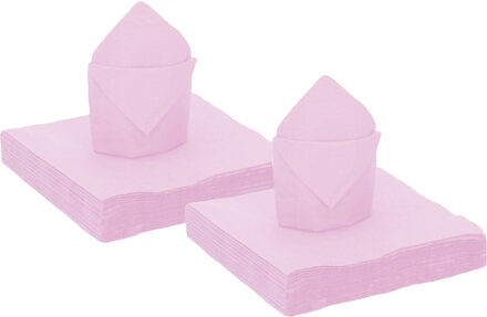 Santex Feest servetten - 80x stuks - lichtroze - 40 x 40 cm - papier