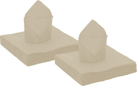 Santex Feest servetten - 80x stuks - taupe/beige - 40 x 40 cm - papier