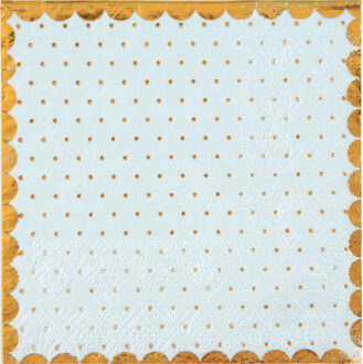 Santex Feest servetten - stippen - 20x stuks - 25 x 25 cm - papier - blauw/goud