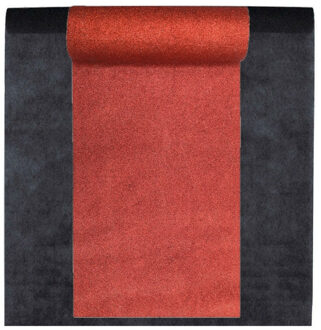 Santex Feest tafelkleed met glitter tafelloper - op rol - zwart/rood - 10 meter