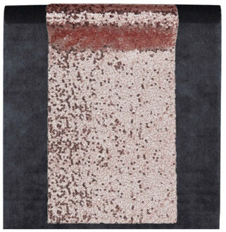 Santex Feest tafelkleed met pailletten tafelloper - op rol - zwart/rose goud - 10 meter