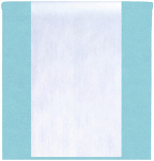 Santex Feest tafelkleed met tafelloper - op rol - lichtblauw/wit - 10 meter