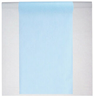 Santex Feest tafelkleed met tafelloper - op rol - wit/lichtblauw - 10 meter