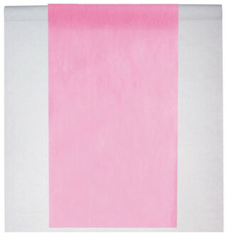 Santex Feest tafelkleed met tafelloper - op rol - wit/lichtroze - 10 meter