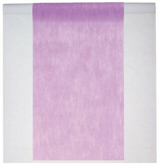 Santex Feest tafelkleed met tafelloper - op rol - wit/lila paars - 10 meter