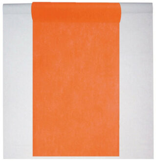 Santex Feest tafelkleed met tafelloper - op rol - wit/oranje - 10 meter