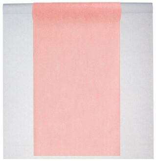 Santex Feest tafelkleed met tafelloper - op rol - wit/zalmroze - 10 meter