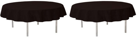Santex Feest tafelkleed/tafellaken rond - 2x - zwart - 240 cm - non woven polypropyleen stof
