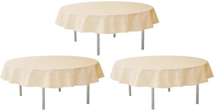 Santex Feest tafelkleed/tafellaken rond - 3x - ivoorwit - 240 cm - non woven polypropyleen stof