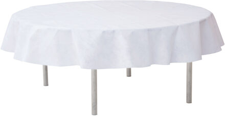 Santex Feest tafelkleed/tafellaken rond - wit - 240 cm - non woven polypropyleen stof