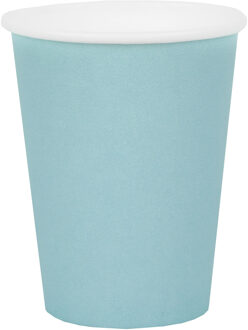 Santex feest/verjaardag bekertjes - 10x stuks - karton - lichtblauw - 270 ml