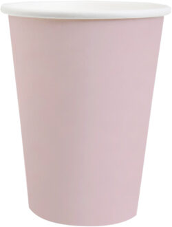 Santex feest/verjaardag bekertjes - 10x stuks - karton - lichtroze - 270 ml
