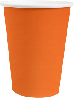 Santex feest/verjaardag bekertjes - 10x stuks - karton - oranje - 270 ml