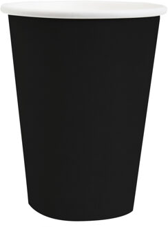 Santex feest/verjaardag bekertjes - 10x stuks - karton - zwart - 270 ml
