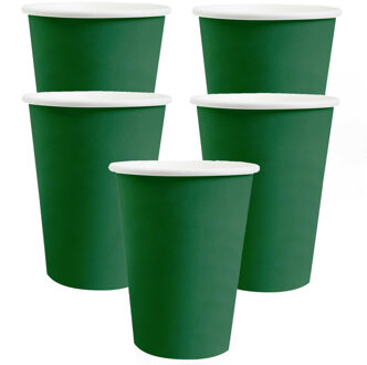 Santex feest/verjaardag bekertjes - 20x stuks - karton - donkergroen - 270 ml