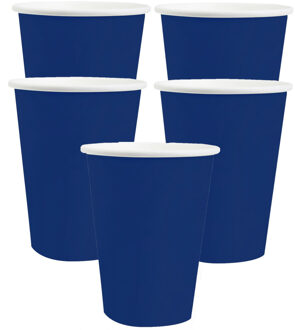 Santex Feest/verjaardag bekertjes - 20x stuks - karton - kobalt blauw - 270 ml