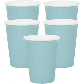 Santex feest/verjaardag bekertjes - 20x stuks - karton - lichtblauw - 270 ml
