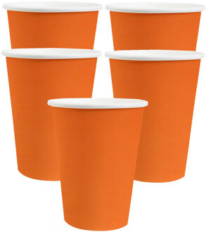 Santex feest/verjaardag bekertjes - 20x stuks - karton - oranje - 270 ml