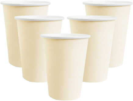 Santex feest/verjaardag bekertjes - 30x stuks - karton - creme - 270 ml