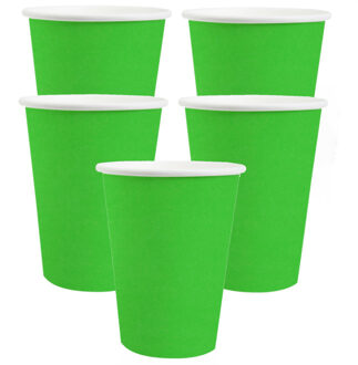 Santex feest/verjaardag bekertjes - 30x stuks - karton - felgroen - 270 ml