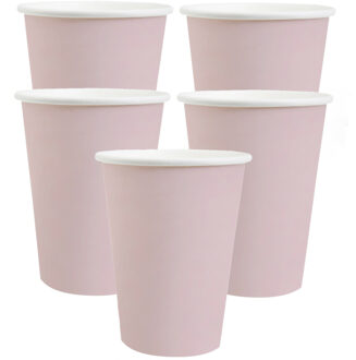 Santex feest/verjaardag bekertjes - 30x stuks - karton - lichtroze - 270 ml