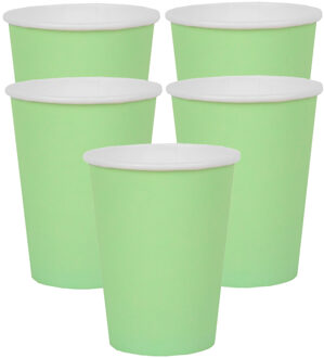 Santex feest/verjaardag bekertjes - 30x stuks - karton - mintgroen - 270 ml