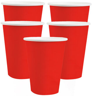 Santex feest/verjaardag bekertjes - 30x stuks - karton - rood - 270 ml