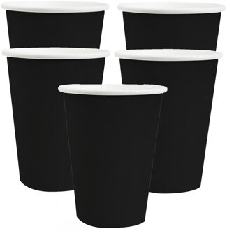 Santex feest/verjaardag bekertjes - 30x stuks - karton - zwart - 270 ml