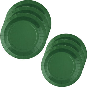 Santex Feest/verjaardag bordjes set - 20x stuks - donker groen - 17 cm en 22 cm