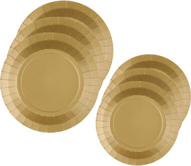 Santex Feest/verjaardag bordjes set - 20x stuks - goud - 17 cm en 22 cm