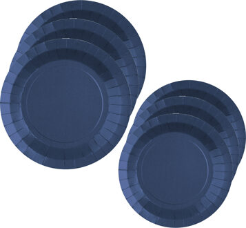 Santex Feest/verjaardag bordjes set - 20x stuks - kobalt blauw - 17 cm en 22 cm