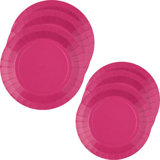 Santex Feest/verjaardag bordjes set - 40x stuks - fuchsia roze - 17 cm en 22 cm