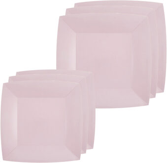 Santex Feest/verjaardag bordjes set - 40x stuks - lichtroze - 18 cm en 23 cm