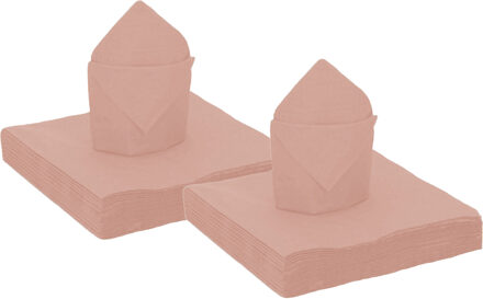Santex Feest/verjaardag servetten - 100x stuks - rose goud - 40 x 40 cm - papier