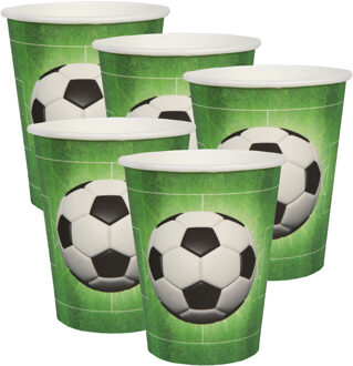 Santex Feest wegwerp bekertjes - voetbal - 50x stuks - 270 ml - groen - karton