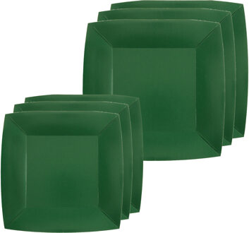 Santex Feestbordjes set - 20x stuks - donker groen - 18 cm en 23 cm - Feestbordjes