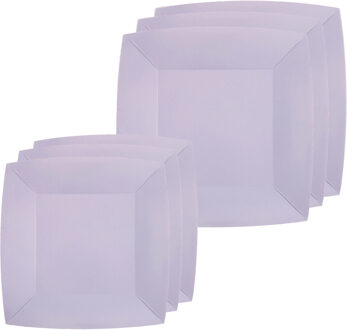 Santex Feestbordjes set - 20x stuks - lila paars - 18 cm en 23 cm - Feestbordjes