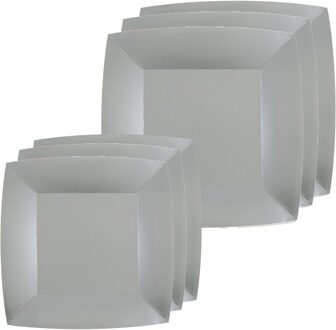 Santex Feestbordjes set - 20x stuks - zilver - 18 cm en 23 cm - Feestbordjes Zilverkleurig