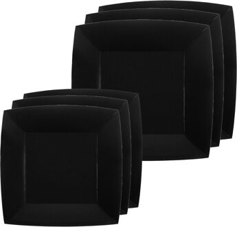 Santex Feestbordjes set - 20x stuks - zwart - 18 cm en 23 cm - Feestbordjes