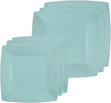 Santex Feestbordjes set - 40x stuks - lichtblauw - 18 cm en 23 cm - Feestbordjes
