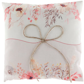 Santex Floral Bruiloft/huwelijk trouwringen kussentje/ringkussen - ivoor wit - 18 x 18 cm