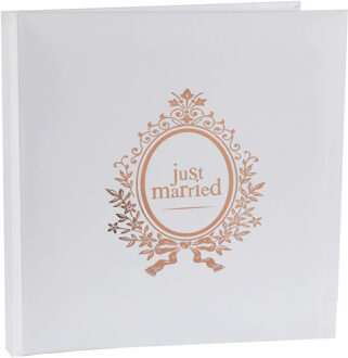 Santex Gastenboek/receptieboek Just Married - rose goud/wit - Bruiloft - 24 x 24 cm