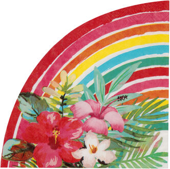 Santex Hawaii thema feest servetten - 20x stuks - 16,5 x 8,5 cm - papier - Tropisch themafeest Roze