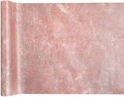 Santex Kerst tafelloper op rol - polyester - metallic rose goud - 30 x 500 cm - Tafellakens Goudkleurig