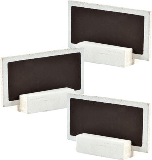 Santex Naambordjes/plaatskaartjes met houder - Bruiloft - wit - 24x stuks - 6 x 3 cm - hout