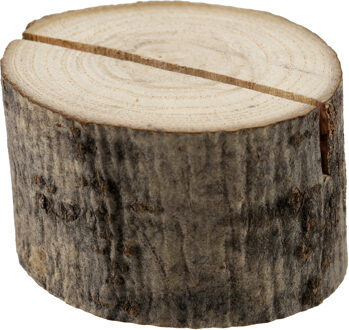 Santex Naamkaart/plaatskaart houders - boomschijf - Bruiloft - 2x stuks - 4 cm - hout