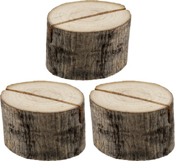Santex Naamkaart/plaatskaart houders - boomschijf - Bruiloft - 6x stuks - 4 cm - hout