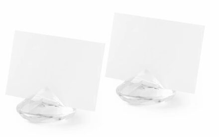 Santex Naamkaartjes houders diamant vorm - set van 12x - transparant - voor bruiloft tafelschikking