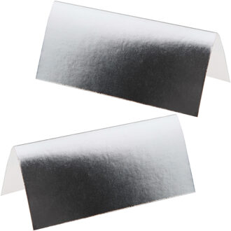 Santex Naamkaartjes/plaatskaartjes metallic - Bruiloft - zilver - 20x stuks - 7 x 3 cm